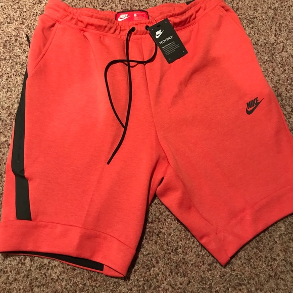 orange nike fleece shorts